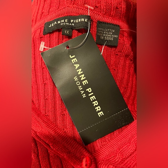 BRICK RED HOODED CABLE KNIT PULLOVER w/BUTTON COTTON SWEATER SZ 1X NWT MSRP $72 - Picture 3 of 6